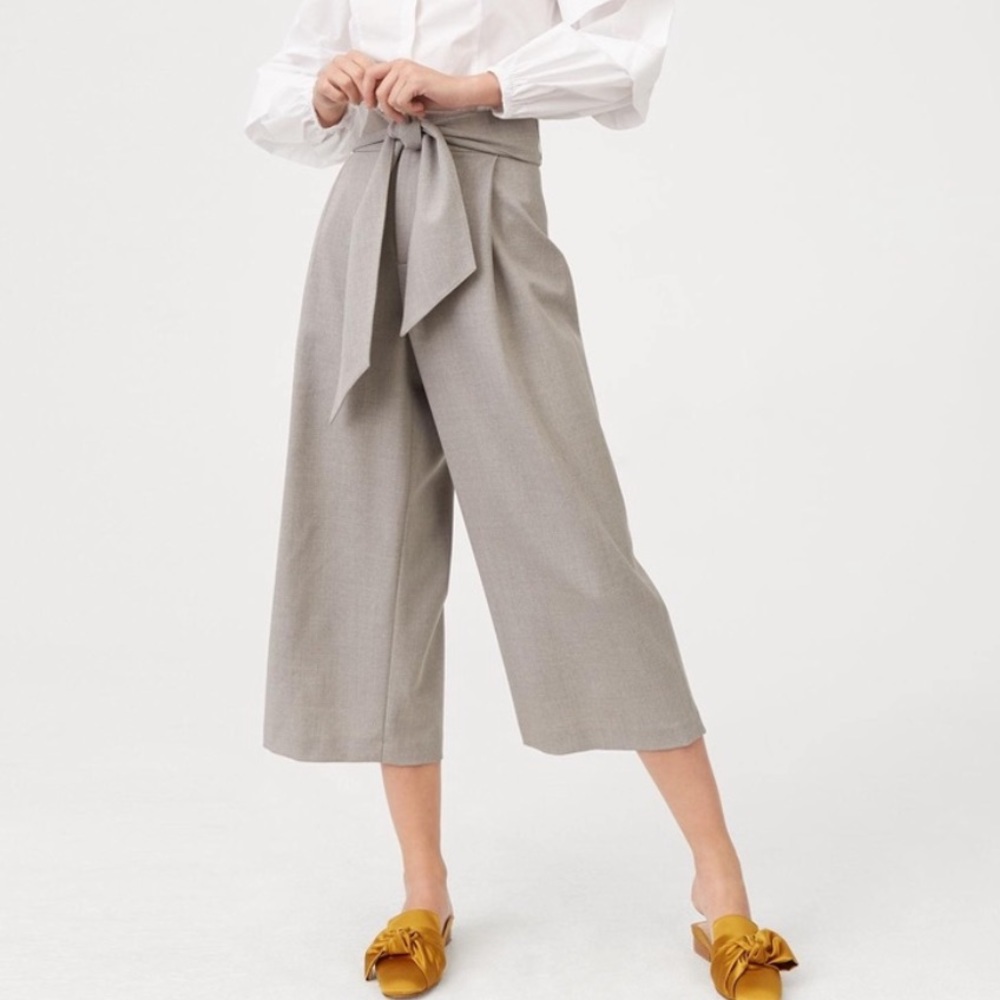 Club Monaco Izabelah pleated, wide-leg culotte pant with self-belt